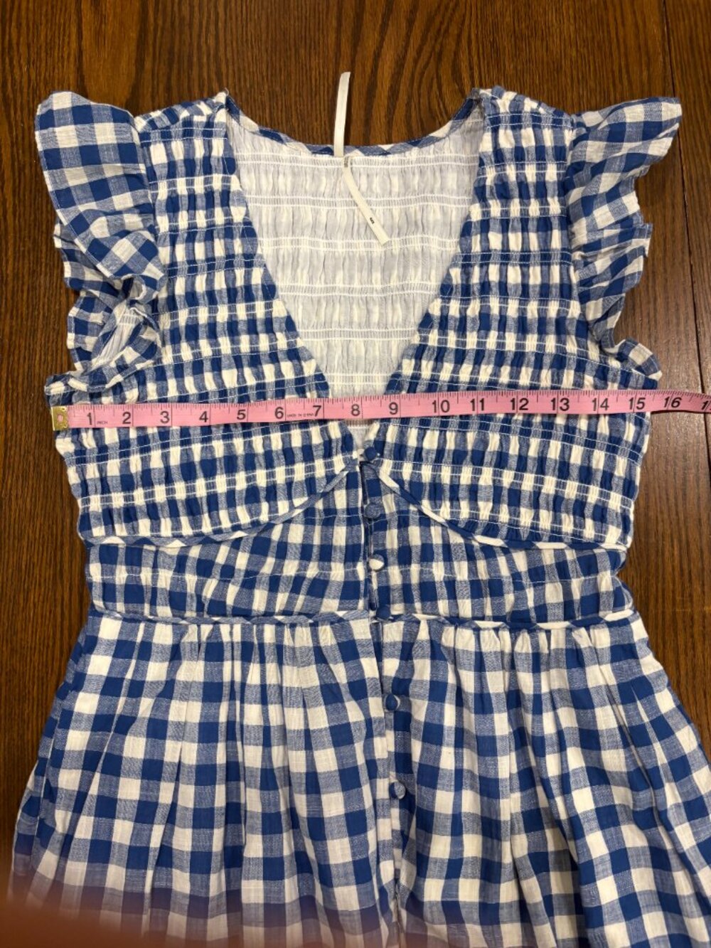 Anthropologie Gingham Smocked Midi Dress like new - Picture 9 of 12